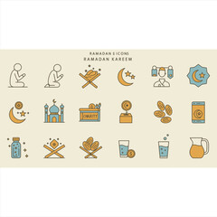Geometric Line Icons for Ramadan and Eid