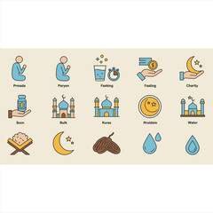 Elegant Islamic Icons for Fasting and Prayer