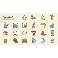 Crescent Moon Icons with Islamic Simplicity