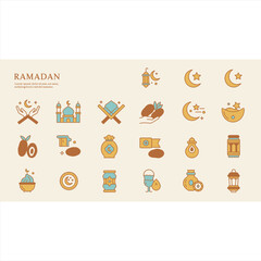 Islamic Charity Icons in Flat Design