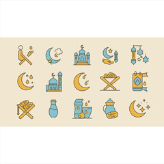 Crescent and Dates Vector Icons for Ramadan