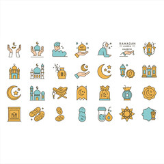 Mosque and Prayer Rug Icons in Vector