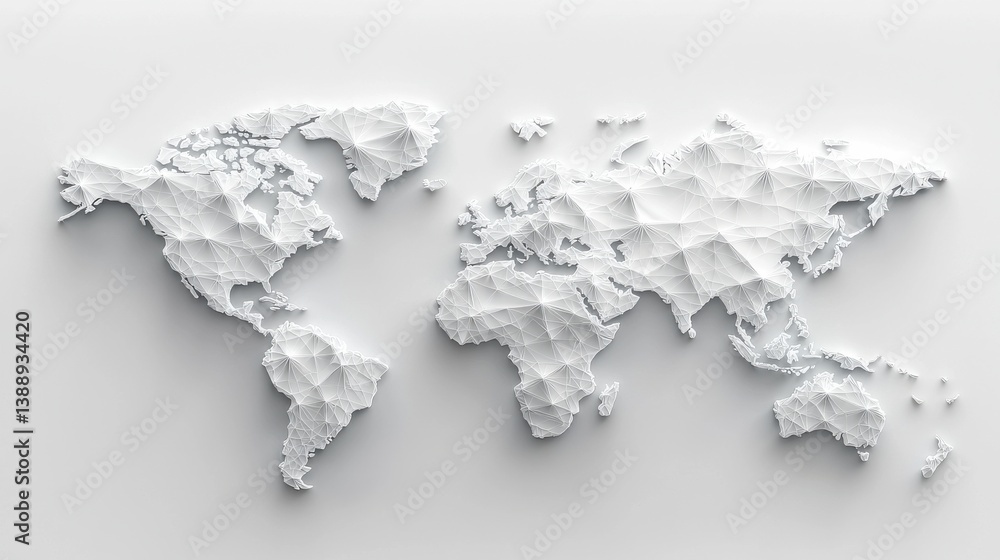 Aufkleber a white world map with a lot of lines and dots