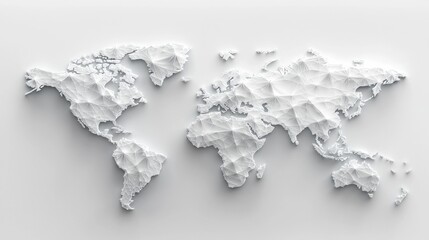 A white world map with a lot of lines and dots