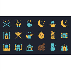 Ramadan Line Art Icons for Clean Projects