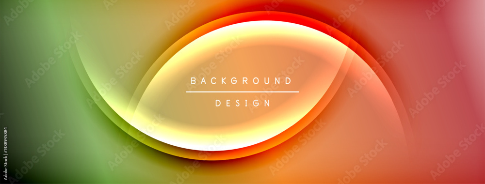 Aufkleber smooth gradients create dynamic curves. orange, yellow, green blend seamlessly. center text reads ba