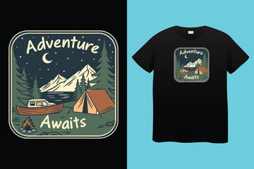 Nature embrace our camping grace. Camping t-shirt design Vector graphics. Shirt design, T shirt Design vector, apparel, outdoor, adventure, camp. Nature