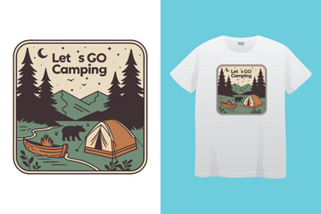 Nature embrace our camping grace. Camping t-shirt design Vector graphics. Shirt design, T shirt Design vector, apparel, outdoor, adventure, camp. Nature