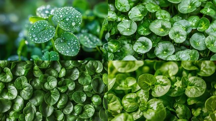 Lush green foliage collage.