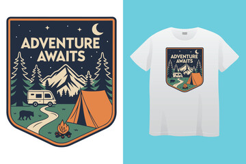 Mountain summer camp club. We find the peace at Mountain. Adventure at the mountain graphic artwork for t shirt and others. Mountain with tree vintage print design.