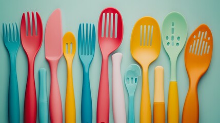 Close-up of Sanitized Kitchen Utensils and Tools Focusing on Food Hygiene and Safety