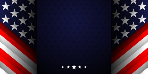 USA stars and stripes patriotic design background copy space for Independence, Memorial, Veteran's, fourth of july, Presidents and Columbus Day, Vector Illustration