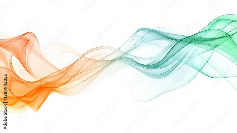 Poster minimalistic soft light abstract swoosh wave border layout featuring bright green and blue speed lin