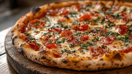 Pizza on Wooden Board