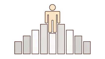 Raise taxes government income. A person stands on a bar graph, representing growth and achievement in a business or personal context.