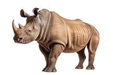 Obraz premium A full body shot of a rhinoceros standing against a in a studio setting light on transparent background