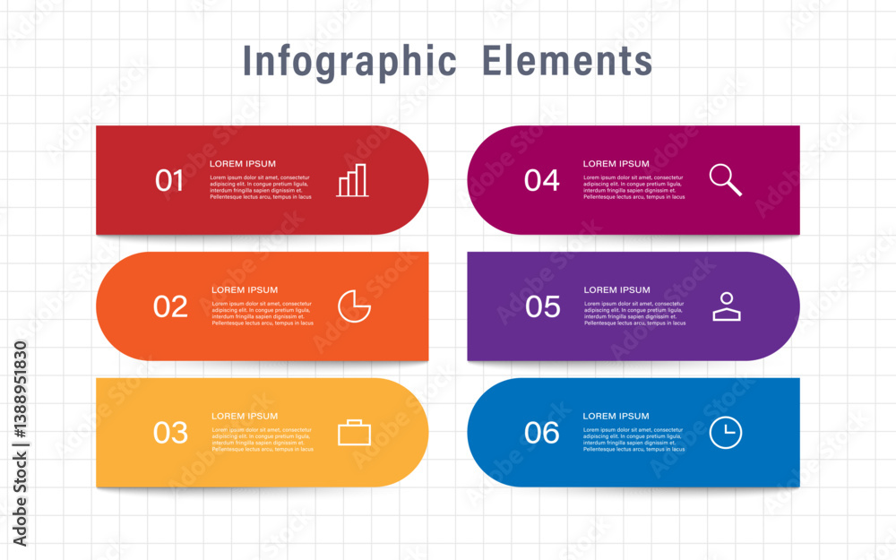 Poster 6 step ingographic design template with place for your data