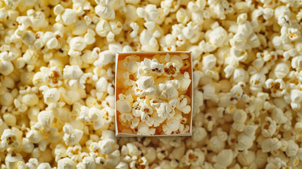 Completely filled screen with popcorn, creating a vibrant and textured visual that evokes the excitement of movies, snacks, and entertainment.