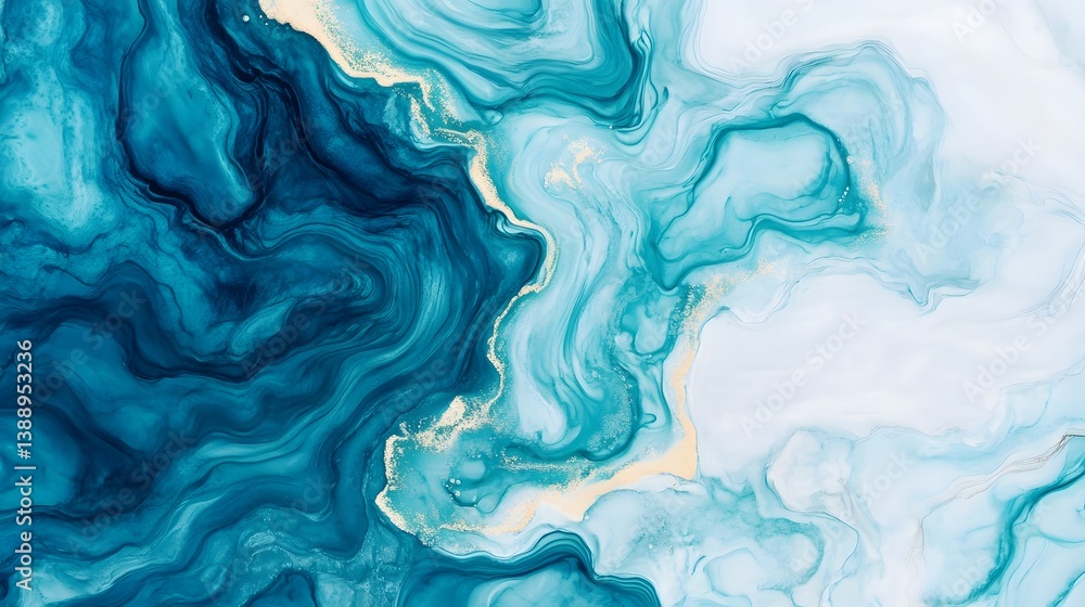 Poster mesmerizing fluid motion in deep ocean tones texture background