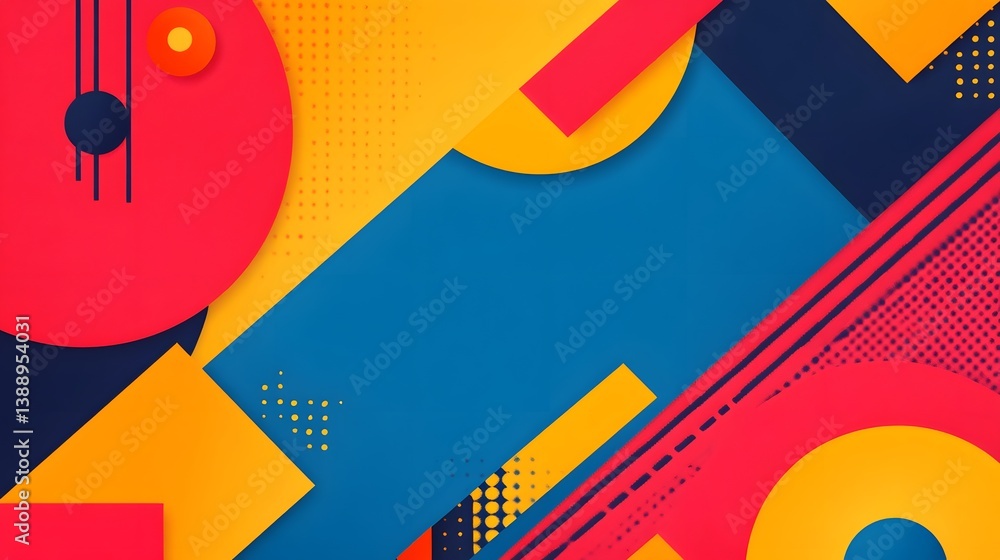 Aufkleber vibrant geometric abstract background with bold intersecting shapes and futuristic color palette