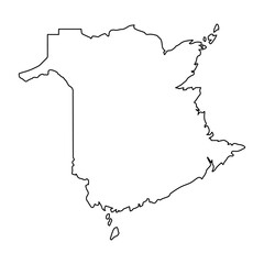 New Brunswick Outline Map, Canadian Province Border