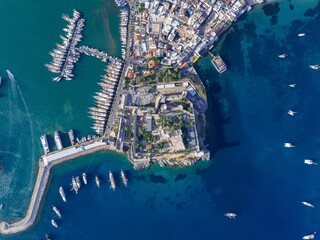 Bodrum  Castle nd City Drone Photo, Bodrum Beach and Marina, Bodrum Mugla, Turkiye (Turkey)