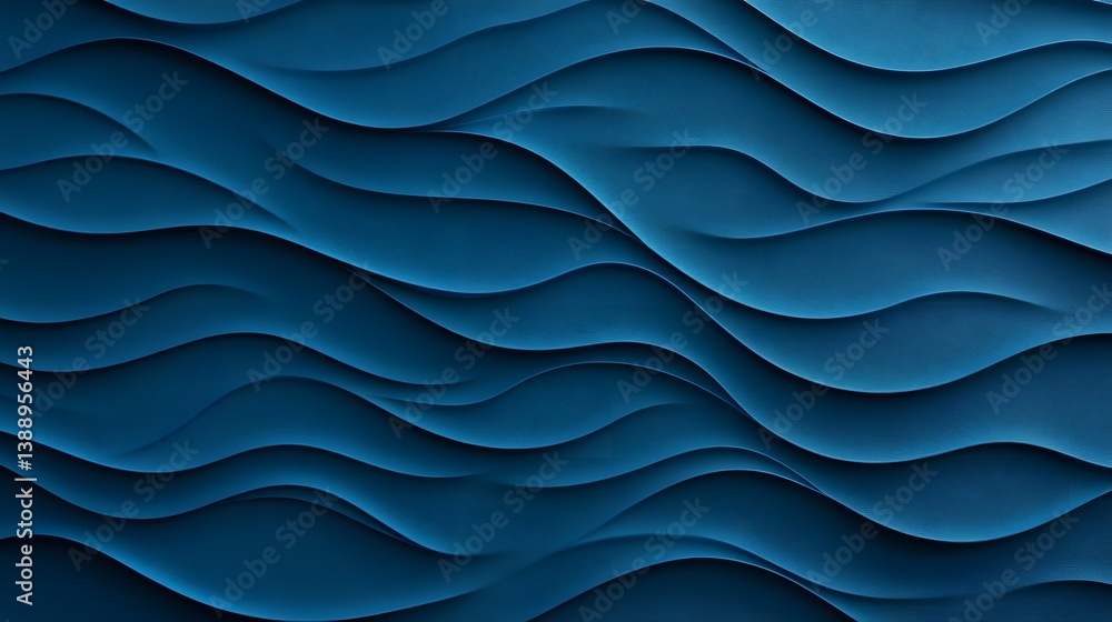 Poster serene blue ocean waves soft curve pattern elegant minimalist background