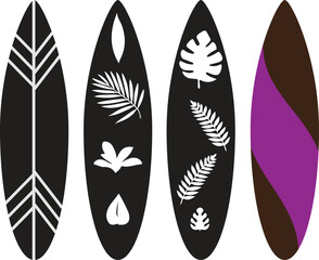 Surfing board silhouette illustration vector .
