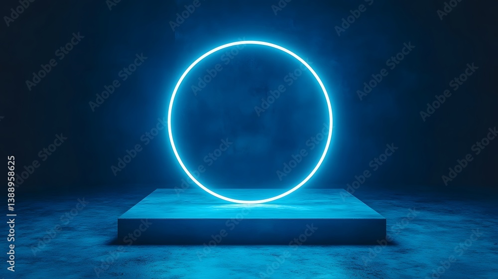 Poster deep blue neon gradient futuristic abstract background with smooth transitions