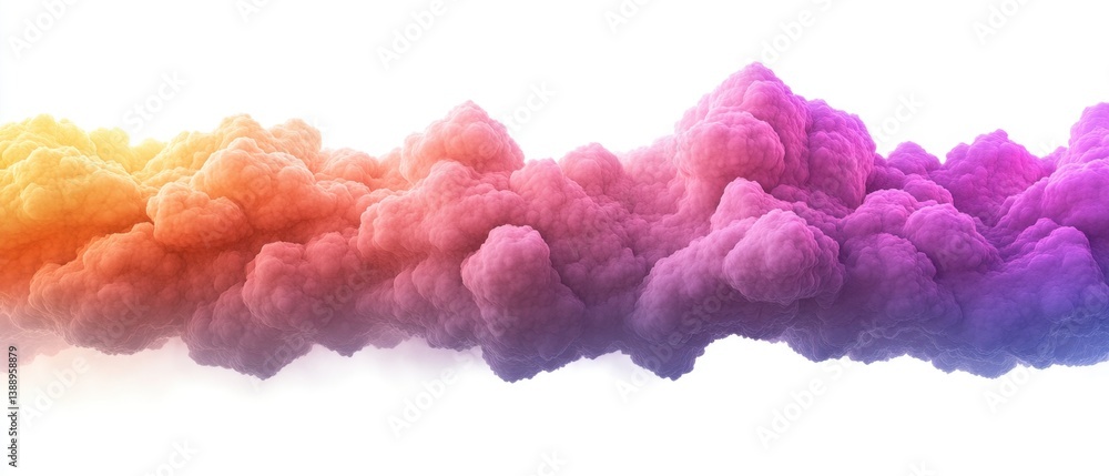Poster abstract cloudscape with vibrant pastel colors blending seamlessly on a white background creating a 