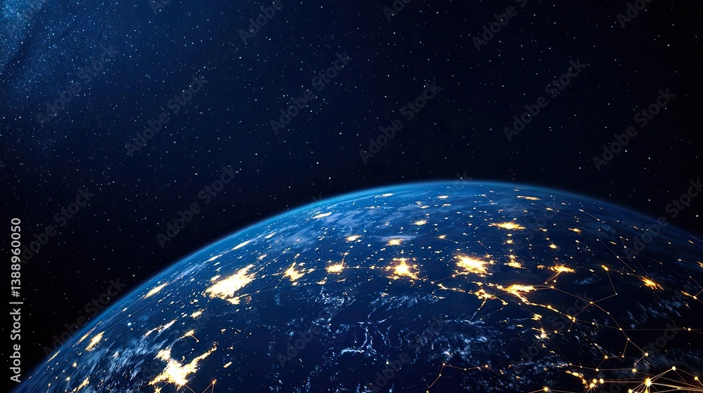 Aufkleber earth with glowing network showing global data connection concept. stunning view of earth illuminate