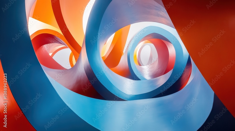 Poster abstract colorful swirls of orange and blue creating a dynamic and captivating composition with a mo