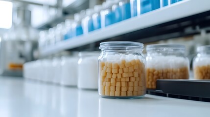 Digital monitoring system displaying real-time data on sugar production efficiency, smart factory concept