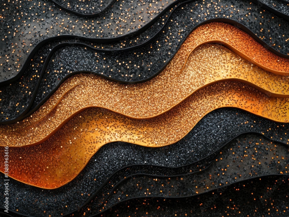 Poster abstract glitter waves in gold and black creating a luxurious and elegant texture background with a 