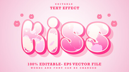 3d Gradient Word Kiss Editable Text Effect Design, Effect Saved In Graphic Style