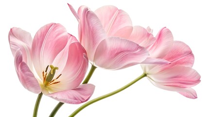 Fresh Tulip Bouquet on White, Minimalist Flower Composition for Spring Designs