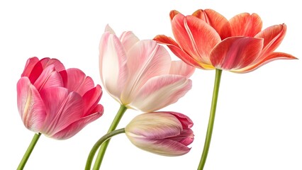 Naklejka premium Fresh Tulip Bouquet on White, Minimalist Flower Composition for Spring Designs