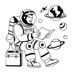 A glyph illustration of an astrochemist study about space 
