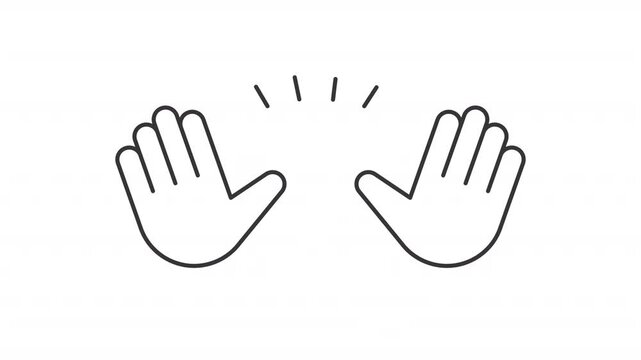 Animated high five line icon. Celebration gesture animation. Lines showing up. Moving hand. Nonverbal communication, friendship. Outline element on white background. HD video with alpha channel