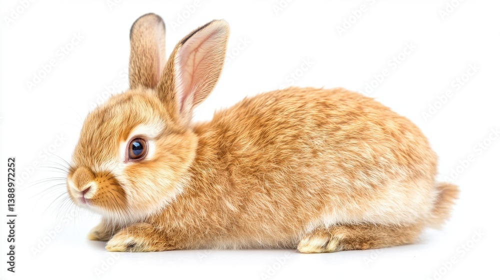 Poster adorable golden rabbit resting on white background in studio shot capturing its soft fur and gentle 