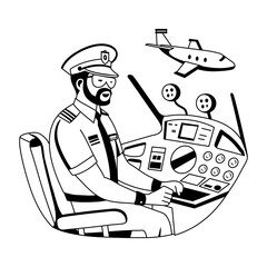 A glyph illustration of a professional pilot 