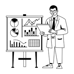 A glyph illustration of statistician doing metrics analysis 
