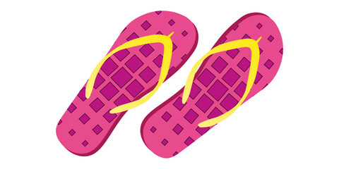 Flip flops isolate on a white background. Slippers icon. Colored flip flops pink, yellow striped on white background. Vector illustration EPS10.