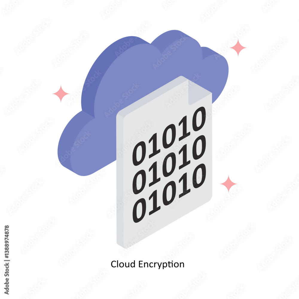 Poster cloud encryption concept isometric style illustrations. eps 10 file