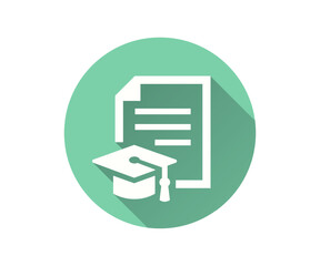 Certificate flat icon with long shadow for graphic and web design.