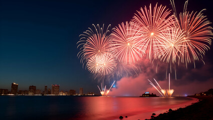 Fototapeta premium Exuberant Star-Spangled Celebrations: Dynamic Public Displays and Spirited Festivities Embodying American Patriotism and Honoring Historical Achievements in Photo Stock