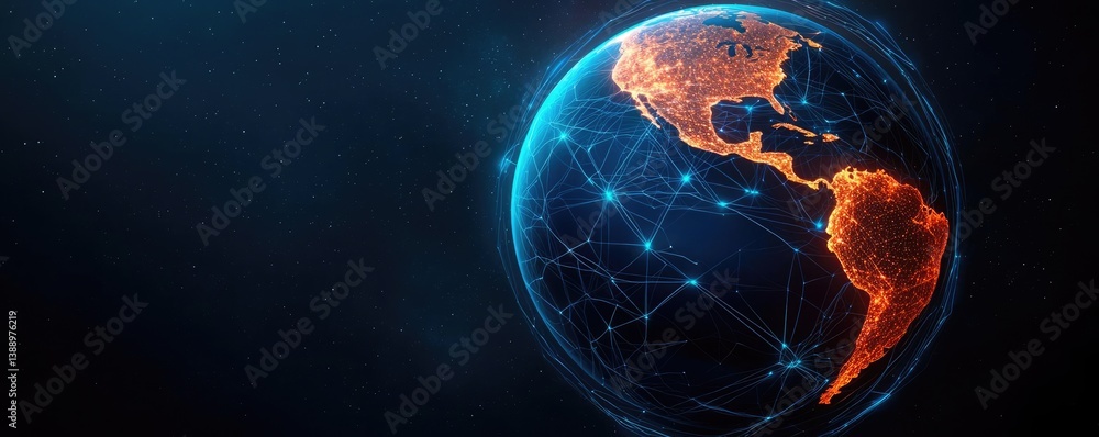 Aufkleber earth with glowing network showing global data connection concept. a digital representation of earth