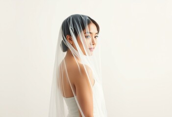 Fototapeta premium Woman wearing traditional bridal veil
