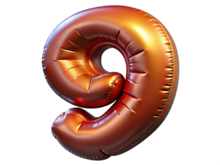 Balloons with numbers. 9. 3D rendering.
