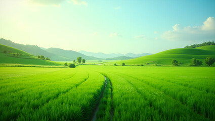 Obraz premium Document meticulously curated fresh green landscapes showcasing expansive verdant fields dynamic foliage patterns and pristine natural environments that embody ecological sustainability and visual ser